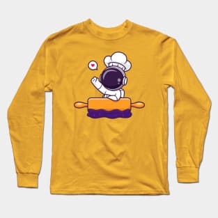 Cute Astronaut Chef Cooking Space Cartoon Long Sleeve T-Shirt